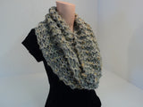 Handcrafted Wrap Cowl Gray Gold Bulky Alpaca Mohair Blend Female Adult -- New No Tags