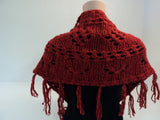 Handcrafted Wrap Shawl Length is 56in Red Fringes 100% Merino Wool Female Adult -- New No Tags