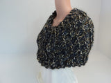 Handcrafted Wrap Cowl Black Gold Bulky Alpaca Mohair Blend Female Adult -- New No Tags