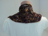 Handcrafted Cowl Wrap Gold Blue Purple Textured 100% Merino Wool Female Adult -- New No Tags