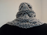 Handcrafted Cowl Wrap Gray Lace Organic Cotton Wool Blend Female Adult -- New No Tags
