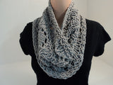 Handcrafted Cowl Wrap Gray Lace Organic Cotton Wool Blend Female Adult -- New No Tags