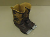 Western Planter Cowboy Boots Flower Pot Brown For Garden Plaster -- New