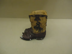 Western Planter Cowboy Boots Flower Pot Brown For Garden Plaster -- New