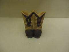 Western Planter Cowboy Boots Flower Pot Brown For Garden Plaster -- New