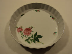 Christineholm Pie Plate Platter White/Green/Pink Roses Country Ceramic -- Used