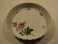 Christineholm Pie Plate Platter White/Green/Pink Roses Country Ceramic -- Used