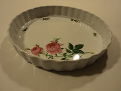 Christineholm Pie Plate Platter White/Green/Pink Roses Country Ceramic -- Used