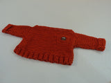 Handcrafted Baby Sweater Burnt Orange Pocket Owl Button 100% Cotton Unisex -- New No Tags