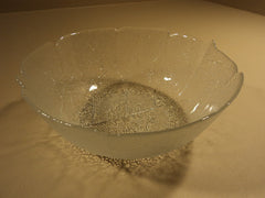 Designer Glass Bowl 10 3/4in Diameter x 4in H Clear Leaf -- Used