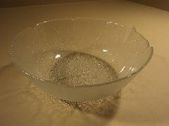 Designer Glass Bowl 10 3/4in Diameter x 4in H Clear Leaf -- Used