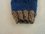 Handcrafted Knitted Baby Leg Warmers Blue/Gray Owl Eye Buttons Male 9-12 months -- New No Tags