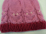 Handcrafted Knitted Baby Hat Pink/Cranberry Pom Pom 100% Wool Female 6-12 months -- New No Tags