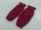 Handcrafted Knitted Baby Leg Warmers Pink Owl Eye Buttons Female 6-12 Months -- New No Tags