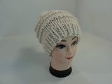 Handcrafted Knitted Beanie Hat Cream Pom Pom Slouchy Wool Acrylic Female Adult -- New No Tags