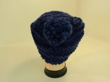 Handcrafted Knitted Hat Beanie Violet Blue Pom Pom Slouchy Wool Acrylic Female -- New No Tags