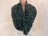 Handcrafted Knitted Cowl Wrap Blue/Green/Gold Alpaca Mohair Blend Female Adult -- New No Tags