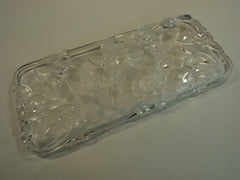 Designer Platter Tray 13 1/2in L x 6in W x 1 1/4in H Clear Roses Traditional -- Used