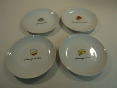 Designer Cheese Plates Set of 4 8in D x 1in H White Contemporary Ceramic -- Used