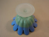 Designer Candle Holders Set of 3 Two Sizes Blue/Green/Frosted Flower Modern -- Used