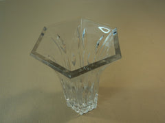 Designer Vase 6 Sided 9in H x 5 1/2in W x 5 1/2in D Clear Traditional Glass -- Used
