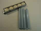 Standard Tealight and Taper Candles Set of 9 Blue/White Wax -- New