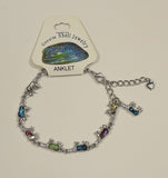 Designer Bear Abalone Shell Inlayed Charm Anklet 7-9in Adjuster Chain -- New