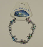 Designer Bear Abalone Shell Inlayed Charm Bracelet 7 1/2in -- New