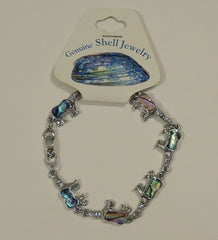 Designer Bear Abalone Shell Inlayed Charm Bracelet 7 1/2in -- New