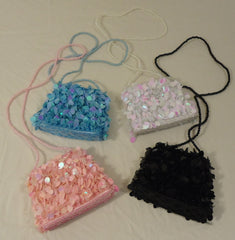 Beauties Girls Sequin Purses Qty 12 Black Blue Pink White -- New