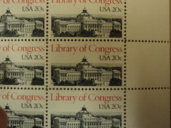 USPS Scott 2004 20c 1982 Library of Congress Lot of 3 Plate Block Mint NH -- New