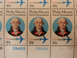 USPS Scott C98 40c 1980 Philip Mazzei Patriot Lot of 3 Mint NH Plate Block -- New