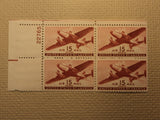 USPS Scott C28 15c Air Mail Transport Plane 1941 Mint NH OG Plate Block 4 Stamps -- New