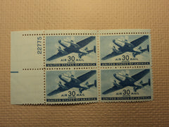 USPS Scott C30 30c Air Mail Transport Plane 1941 Mint NH OG Plate Block 4 Stamps -- New