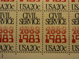 USPS Scott 2053 20c Civil Service 1883-1983 Lot Of 2 Plate Block Mint NH -- New