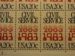 USPS Scott 2053 20c Civil Service 1883-1983 Lot Of 2 Plate Block Mint NH -- New