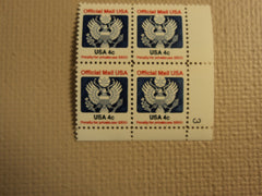 USPS Scott O128 4c Official Mail USA 1983 Mint NH Plate Block 4 Stamps -- New