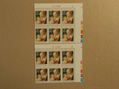 USPS Scott 2399 25c Christmas Botticelli 1988 Plate Block Lot of 2 Mint NH -- New