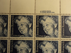 USPS Scott 2105 20c 1984 Eleanor Roosevelt Lot Of 3 Plate Block Mint NH -- New