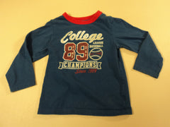 Place Shirt Boys' College Baseball 100% Cotton Kids 2-4 3T Blues Solid -- Used