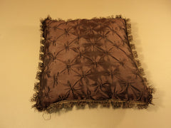 Designer Square Pillow 19in L x 19in W x 5in H Brown Contemporary Fringe -- Used