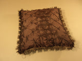 Designer Square Pillow 19in L x 19in W x 5in H Brown Contemporary Fringe -- Used