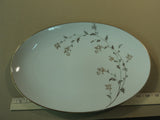 Noritake 5524 Andrea 14in Oval Serving Platter White/Gold/Gray Leafs Stems China -- Used