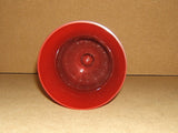 Designer Candle Holder 16in-T x 5in Red Long Stem Glass -- Used