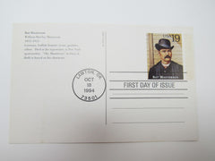 USPS Scott UX185 19c Bat Masterson First Day of Issue Postal Card -- New