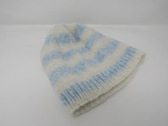 Handcrafted Beanie Knitted Hat 100% Merino Wool Female Adult Striped -- New No Tags