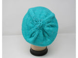 Handcrafted Knitted Hat Beanie Teal Textured Lace 100% Merino Wool Female Adult -- New No Tags