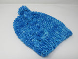 Handcrafted Knitted Hat Beanie Blue Textured 100% Merino Wool Female Adult -- New No Tags