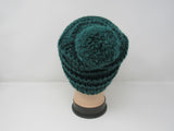 Handcrafted Knitted Hat Beanie Green Pom Pom 97% Fine Merino Wool Female Adult -- New No Tags