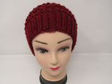 Handcrafted Knitted Hat Beanie Red Pom Pom 100% Superwash Wool Female Adult -- New No Tags